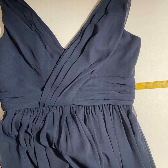 Dessy‎ Collection Gown Womens 8 Blue Sleeveless Draped Chiffon Maxi Bridesmaid - Picture 12 of 13